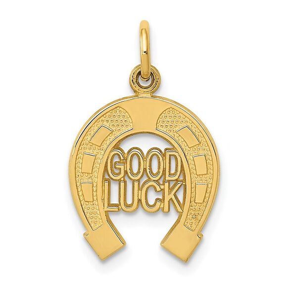 14k Yellow Gold Good Luck Horseshoe Charm or Pendant 13mm (1/2 inch)